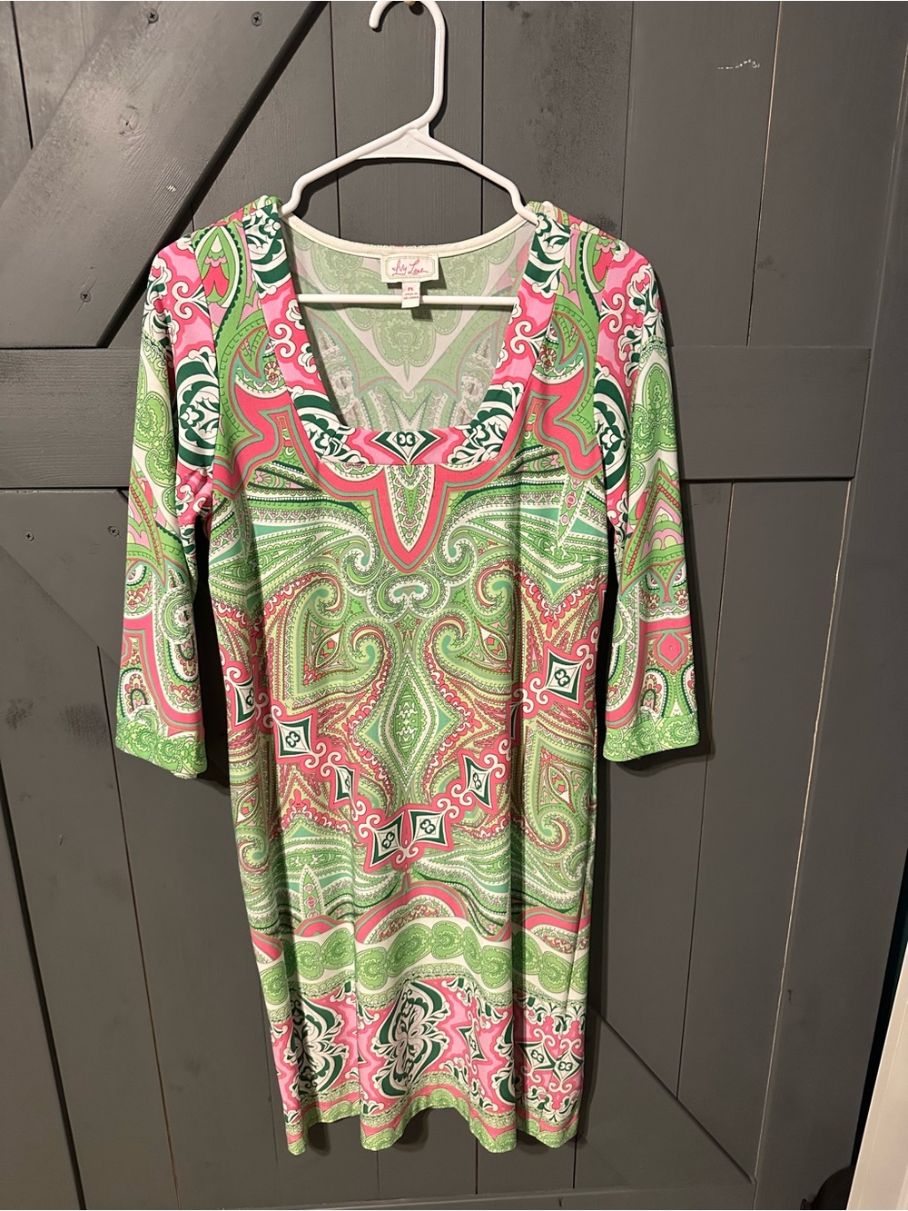 Ivy Lane Vibrant Paisley Asymmetrical Women's Dress in Pink & Green